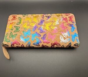 Butterfly Print Cork Wallet Women's